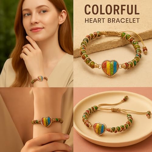 "SS Boutique" 7 Chakra Healing Heart Gemstone Bracelet – Handmade Natural Stone Wrap for Meditation, Energy, Spiritual Protection, and Mental Health Balance – 1 Strand 1 Piece Leather Bracelet4