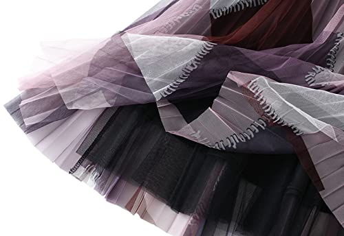 Easyoyo Saia feminina tutu de tule com elástico de cintura alta e saia plissada de malha, Estilo 5,