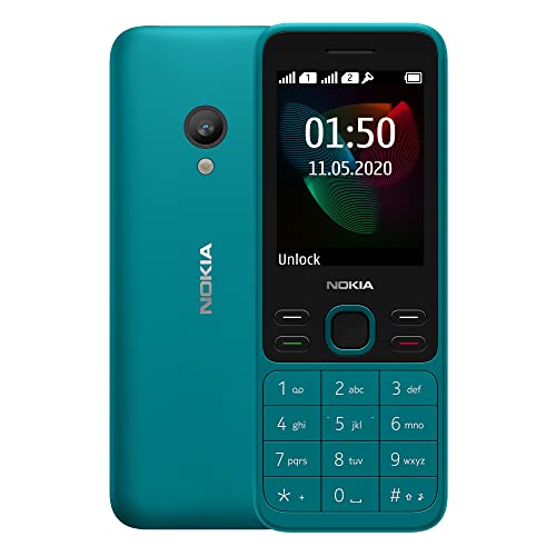 Nokia Téléphone 150 (2020), double SIM, écran 6,1 cm, appareil photo, radio FM, lecteur MP3, carte microSD extensible jusqu'à 32 Go, cyan