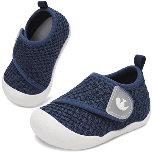 Image of FEETCITY Baby First Walking Shoes Wide Baby Shoes Infant Sneakers Newborn Crib Shoe Barefoot Lightweight Slip On Shoe