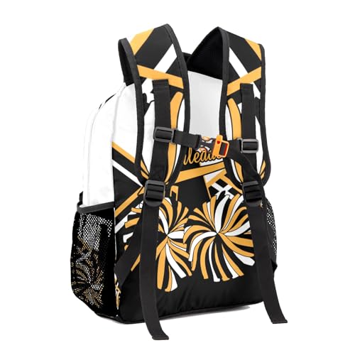 Custom Cheer Cheerleader Black Gold Personalized Causual Shoulder Bag Sports Leisure Camping Backpack for Women Men3