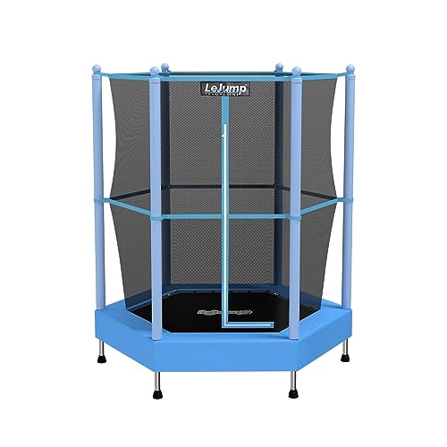 LEJUMP LeJump 140cm Brightmoon Indoor Trampolin,Wit Sicherheitsnetz, Trampolin Indoor Fun Garten...