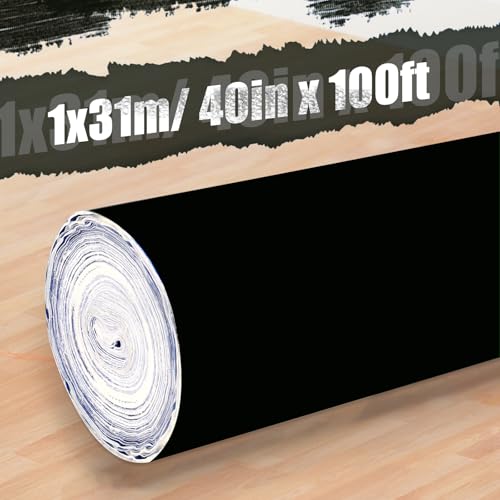 Image of 40 inchx100ft Black Floor Protection Film Anti Slip Paint Proof Reusable Cover
