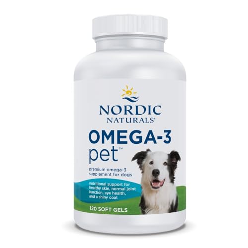 Nordic Naturals Omega-3 Pet Unflavored - 120 Soft Gels - 320 mg Omega-3 Per Soft Gel - Fish Oil for Dogs with EPA & DHA - Promotes Heart Skin Coat & Immune Health