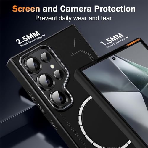Image of DIZORO Premium Magnetic Case for Samsung S24 Ultra, [Military Grade Drop Protection][Fit for MagSafe], Slim Anti-Fingerprint & Soft Touch Full Body Protective Cover for Samsung S24 Ultra (Black)