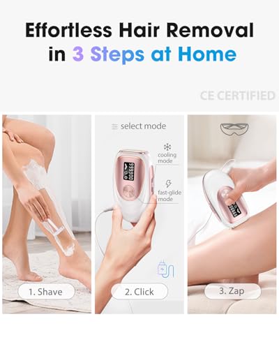 Haarlosy IPL Laser Hair Removal Device for Women and Men with Ice Cooling Painless Salon Quality Results at Home, Lazer Hair Remover for Face Bikini Line Body, 5 Levels, 999,900 Flash Light, Rose