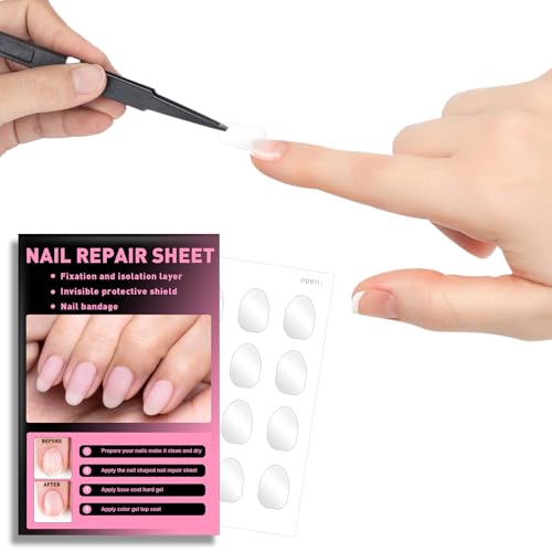 Nail Repair Patches for Damaged Nails - 6 Sizes Clear Nail Shaped Repair Sheets Fixation & Isolation Layer Protective Layer for Acrylic Invisible Instant and Easy to Use 26 Pcs (590 units)