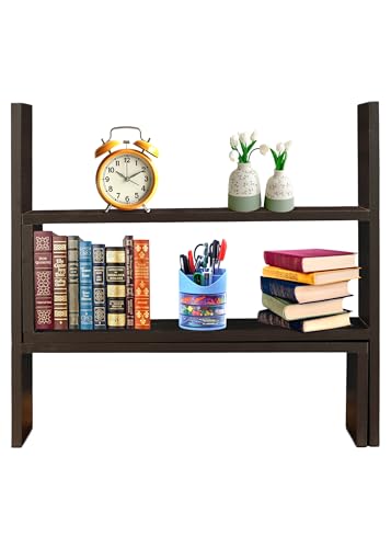 Image of SBF Furniture Wooden Bookcase for Home Office and Library Engineering Wood Space Saving Bookrack Freestanding Books Holder Stylish and Modern Book Organizer(Square 3 Step) (Brown) DIY(Do-It-Yourself)