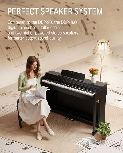 Donner DDP-100 88-Key Weighted Action Digital Piano with Piano Bench, Beginner Bundle with Furniture Stand, Power Adapter, Triple Pedals, MP3 Function, Black - image 4