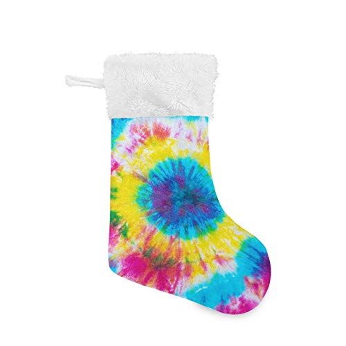 Qilmy Tie Dye Pattern Christmas Stockings Personalized Large Christmas Stocking Cute Snowflake Stockings 18 Inch Xmas Stocking for Xmas Decorations and Holiday Family Party Decor Xmas Gifts
