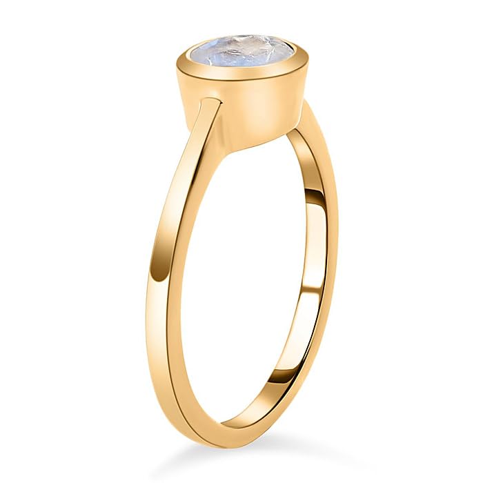 Image of 925 Sterling Silver 18K Gold Plated Birthstone 2 Ct Solitaire Natural Gemstone Ring for Women | Fine Jewelry Gift for Wife, Girlfriend, Sister, Birthday, Anniversary, Rakhi, Rakshabandhan, Valentine's
