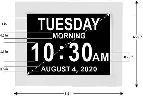 Image of American Lifetime, New Version, Day Clock Extra Large Impaired Vision Digital Clock with Backup and 5 Alarm Options Great Gift Ideas, 2 Pack White