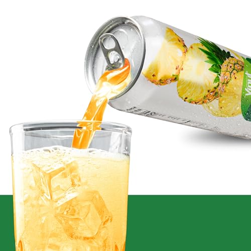 Image of VINUT 100% Pineapple Juice, No Added Sugar, Not From Concentrate, 16.9 fl oz (500 mL) Can, Pack of 12