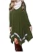 OUGES Women's Long Sleeve Loose Casual T-Shirt Dress(Green,XXL)