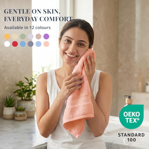 Image of LANE LINEN 450 GSM 100% Cotton Colorado Hand Towel 2PC - Baby Pink | Ring Spun Cotton Weave, True 60x40cm Each, Quick Dry & Absorbent, Napkins for Gym, Workout, Sports