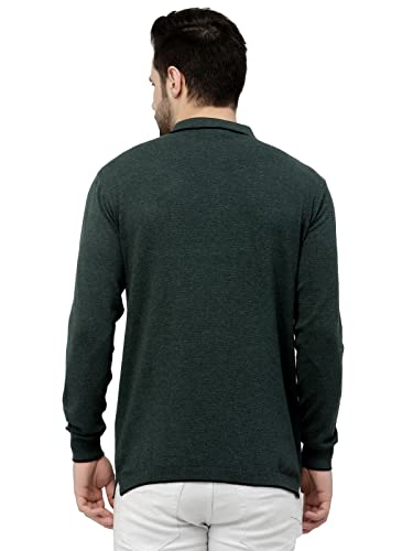Image of Kalt Mens Basic Solid Full Sleeves Polo Cotton Blend Knitted Regular Fit Polo-Neck T-Shirts with Collar Stylish