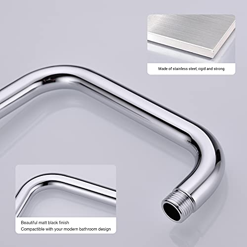 13 Inch Shower Arm With Flange, Stainless Steel S-Shape Shower Head High Rise Extension Replacement Pipe Accessories, Chrome #TOP5