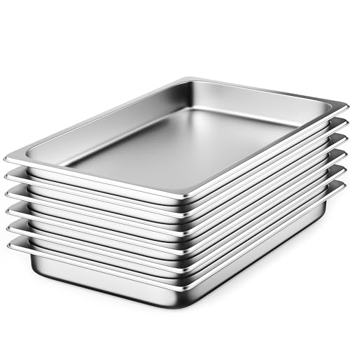 Image of 6 Pack Hotel Pans Full Size 2.5 inch Deep Stainless Steel Steam Table Pan
