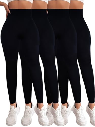 Recopilación de Ropa de Deportes de invierno para Mujer los mejores 5. 41 MALABIS | Pack de 4 Piezas Leggings térmicos para Mujer Pantalones Deportivos atléticos de Yoga Entrenamiento mallones (MX/US, Alfa, Talla única, Grande, Regular, Regular,...