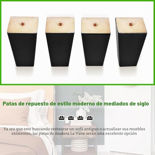 Patas de muebles de madera de 10 cm que solucionan cojeras con antideslizantes 3