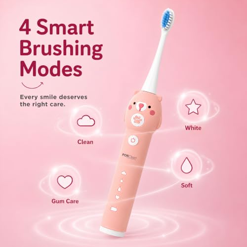 Image of Kids Electric Toothbrush & UV Toothbrush Sanitizer Combo | Rechargeable Sonic brush for Kids 3-12 Years | UV-C + UV-A Sanitizer Holder | 4 Brushing Modes | Soft DuPont Bristles