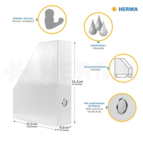 Image of HERMA 19717 Magazine File A4 with Cats Motif, 7.5 cm Wide, Foldable, Sturdy Cardboard, Slim Magazine Holder for Girls and Boys, Standing File for Storing Documents, Documents, Folders