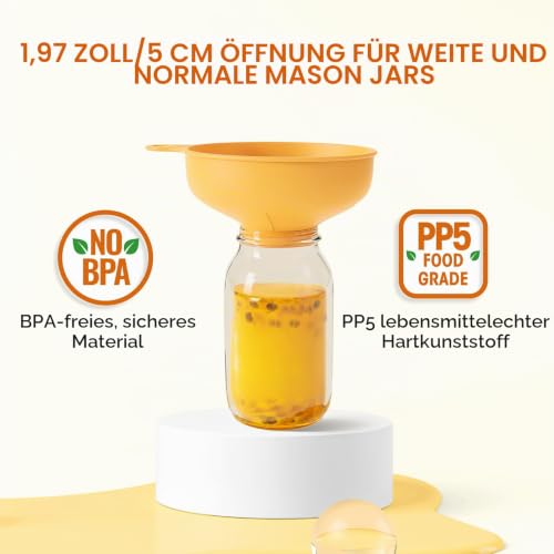 Trichter mit 4 verschiedenen Ausgießgrößen und 2 Größen an Sieben - Ideal für kleine und mittlere Flaschen, Einwecken, Öl, Gewürze und mehr – Ansicht 5