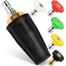 Pressure Washer Turbo Nozzle with 5 Pack Pressure Washer Tips, Turbo Nozzle Pressure Washer 4000 PSI, 360 Rotating Turbo Nozzle with 1/4 Inch Quick Connector for Cleaning Brick, Concrete Surfaces