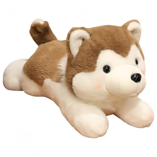 VZX ハスキー ぬいぐるみ 抱き枕 インテリア ふわふわレゼント 誕生日 動物 クッション ハスキー ロング 腹ばい枕 小さい 動物 40cm ぬいぐるみ アニマル 柔らかい グレー 横向き寝 クッション (30cm,薄茶色)