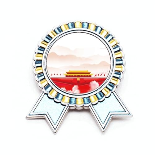 Broche Tiananmen drapeau rouge médaille vainqueur en métal ciselé de style rétro