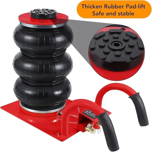 Air Jack 3 Ton/6600 lbs Triple Bag Airbag Jack Air Jacks for Cars with Adjustable Long Handle Heavy-Duty Triple Bag Air Jack Pneumatic Jack for Cars,Garages, Repair White