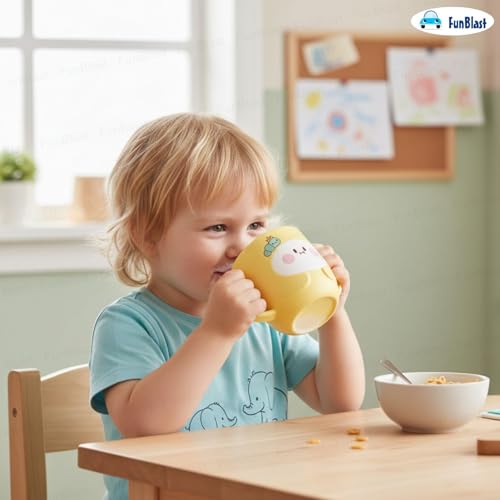 Image of FunBlast Milk Mug for Kids - 350 Ml; Unbreakable Mug for Kids, Milk Mugs for Kids Unbreakable - Milk Drinking Cup for Kids (Yellow2)
