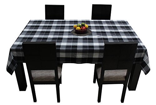 Image of AIRWILL Cotton Jacquard Dobby Checks with Multicolor Combos of 4 /6 Seater Tablecloth, Sized 140cm Width and 140cm Length