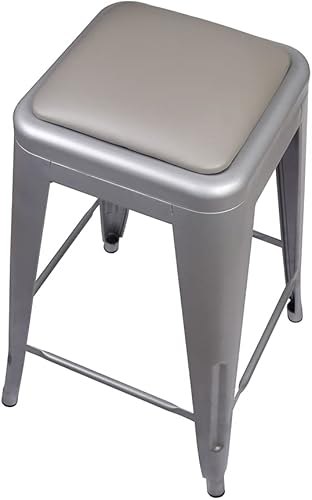 Miniatura 206 de GIA Taburete de mostrador sin respaldo de 24 pulgadas, cantidad de 4, bronce con asiento de madera clara Negro -,Café,Gris,gris, (Gun