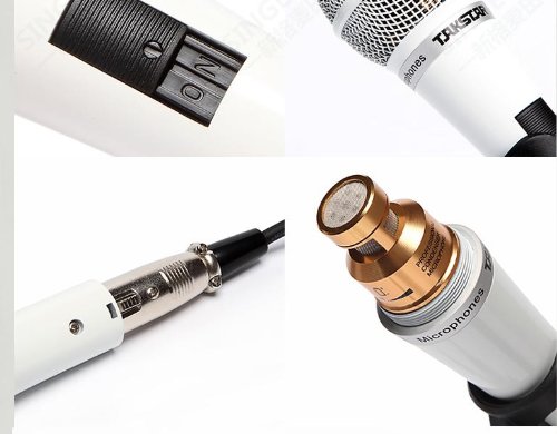 ટાકસ્ટાર PCM-5550 માઇક્રોફોન સ્વીચ અને કેબલ કનેક્શનનો ક્લોઝ-અપ