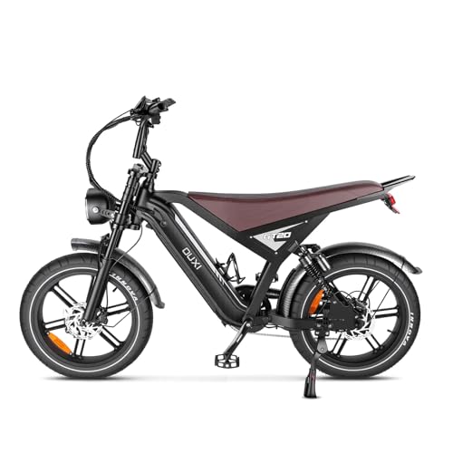 OUXI Bicicleta Eléctrica Adulto, E-Bike Fat Tire 20' x 4.0 Pulgadas, Motor Potente 60Nm, Batería 48V 15Ah, Frenos de Disco Hidráulicos, Doble Suspensión y Luces de Giro, Autonomía 30-60km (Negro)