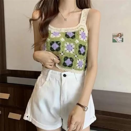 Image of NAIADES Women's Handmade Crochet Crop Top, Sleeveless Top for Women,Comfortable Fit