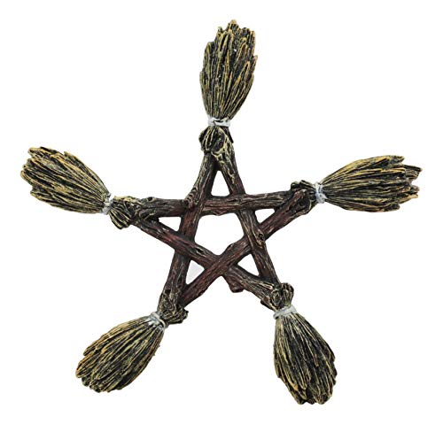 Ebros Witchcraft And Wiccan Broomsticks Pentagram Wall Decor Hanging Plaque Figurine Wicca Pentacle Sculpture Symbol Of 5 Elements Of The Universe As Halloween Prop Or Gift Ideas For Occultism Pagan #TOP2