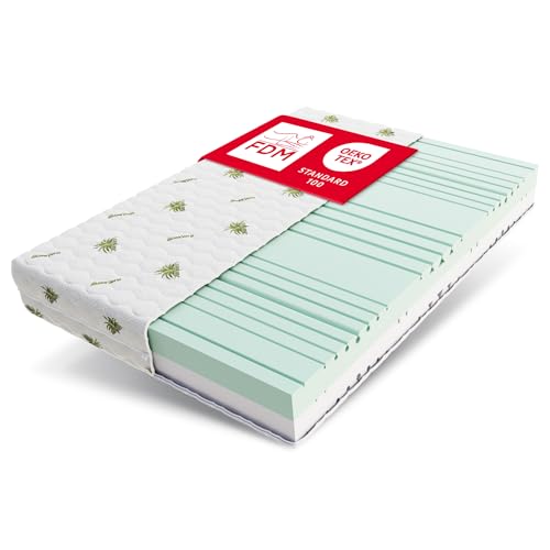 FDM Matratze Balance Aloe Vera 160x200 cm 7 Zonen Härtegrad H3 H4 Höhe 21 cm Schaumstoffmatratze Hochelastischer HR Komfortschaum Zweiseitig Bezug Abnehmbar Waschbar
