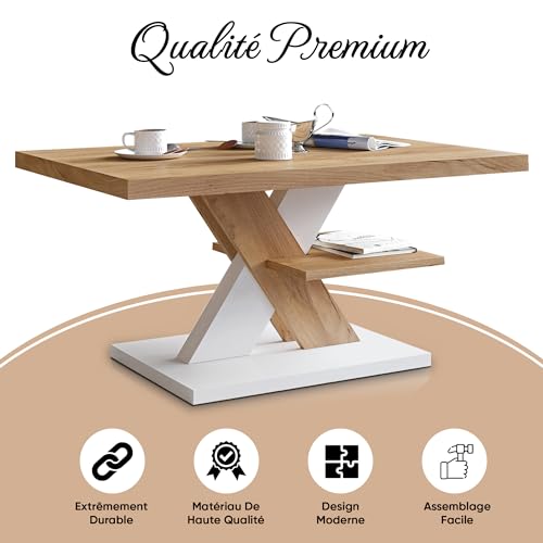 Table basse chêne craft pour ranger son salon et optimiser l'espace - 7