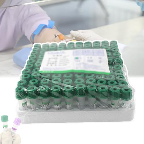 GCLCPAEN Tubos De Extracción De Sangre Vacutainer,0,5Ml/1Ml De Heparina De Litio,Diseño De Boca De Pala,Cierre Hermético,Plástico Pet,para Extracción De Sangre En Animales Y Niños,100 Unidades,0.5ml