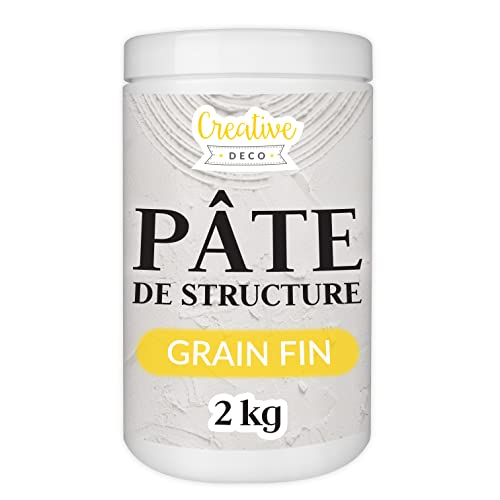 Creative Deco Pâte structurelle à grain fin 2 kg | Mastic blanc pour peinture acrylique | Pâte fine pour projets artistiques, peinture acrylique, bricolage,...