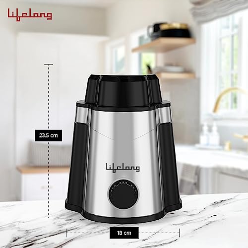 Lifelong 1200 Watts Mixer Grinder Power Plus With 3 Jars (Liquidizing, Wet Grinding And Chutney Jar), Stainless Steel Blades, 1 Year Manufacturer'S Warranty (Black, Llmg210)