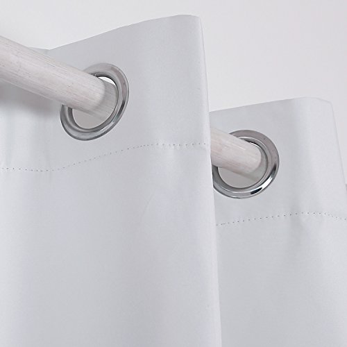 Deconovo Heavy Microfiber Panels Blackout Triple-Pass Coating Back Layer Grommet Thermal Insulated Darkening Curtains For Living Room, 38W X 84L Inch, Platinum White #TOP3