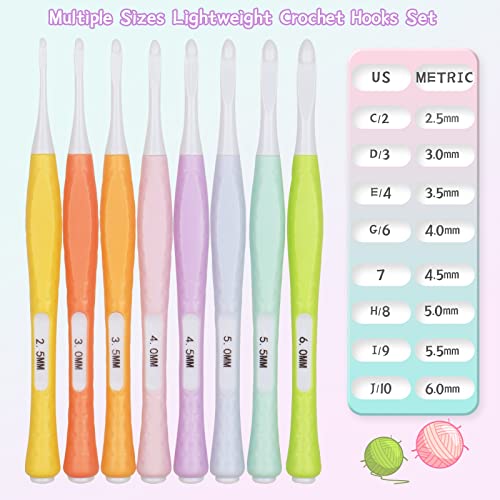 Image of Katech 8 Pcs Inline Crochet Hooks Set, Ergonomic Non Slip Crochet Hook for Crocheting Beginners, Soft Grip Crochet Hooks for Arthritic Hands, Extra Deep Hook Crochet Needles 2.5mm-6mm(C-J)