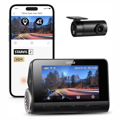 70mai 4K Dash Cam Front and Rear, 4K+1080P Dual STARVIS 2 Car...