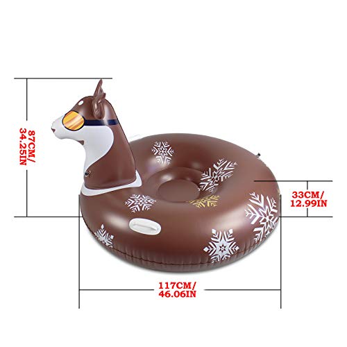 Giant Bear Snow Tube, Inflatable Snow Sleds for Snow Kids Adults Winter Snow Tube with Frontrest 0.6mm Thick Heavy Duty Sledding Float River Ride Tube Sledding Float, 46inch (Multicolor)