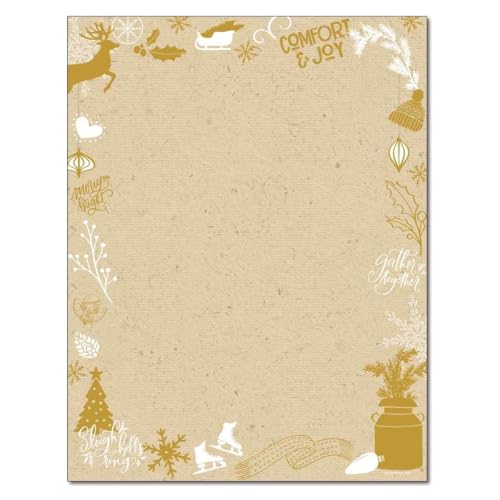 Papier kraft de Noël A4 pour imprimer vos étiquettes cadeaux et menus de fêtes