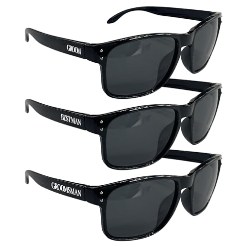 Image of 8 Pack Groomsmen Sunglasses for Men - Wedding Sunglasses for Groomsman Proposal Gifts, Bachelor Party Favors