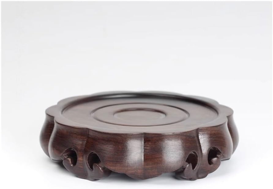 Vase Stand Circular Planter Display Base, Wooden Bonsai Bracket Teapot Decor Pedestal(Small)